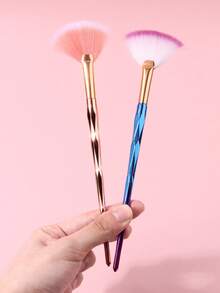 1pc/2pcs Mini Fan-Shaped Highlighter Brush, Soft & Portable Face Contour Makeup Brush, Professional Blush Makeup Tool - Multicolor - View 5