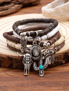 1 Set Western Cowboy Boho Vintage Versatile Exotic Asian Unique Ins Style Layered Bracelets - Multicolor - View 1