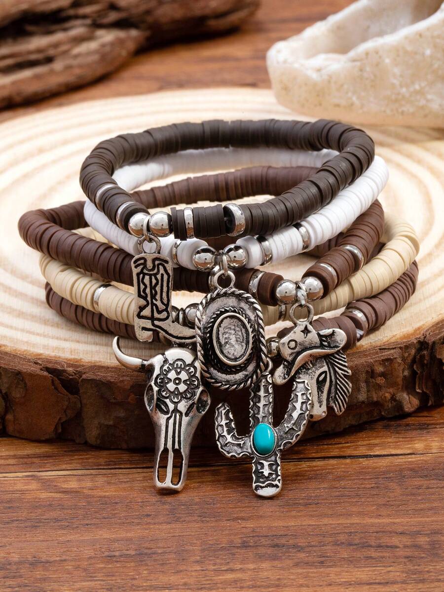 1 Set Western Cowboy Boho Vintage Versatile Exotic Asian Unique Ins Style Layered Bracelets - Multicolor - View 1