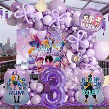 1 Conjunto Decoração de Festa de Aniversário Infantil Garota Cartoon Legal, Conjunto de Arco de Balões e Guirlanda, Conjunto de Balões com Tema de Bruxa Roxa, Adequado para Festa de Aniversário de Festival de Música K-Pop, Decoração de Parede com Balões, Presentes de Mesa de Bolo de Batizado, Balões Decorativos - TZQQ - Visão 8