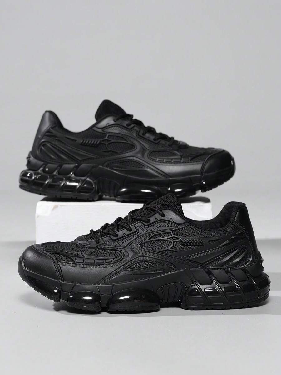 1双男士户外休闲跑步鞋，公路慢跑休闲通勤运动鞋 - 黑色 - 查看 1