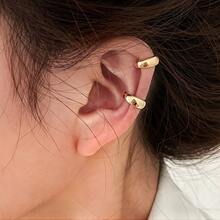 2 piezas/1 set Clips de oreja plateados Pendientes de perforación falsa para mujeres Anillos de cartílago redondos con estilo en oro y plata, Conjunto de joyas virales 2025 perfecto para regalos del Día de San Valentín, Día de la Madre, cumpleaños y aniversario - Plateado - Ver 7