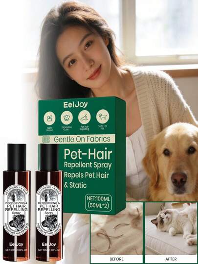 EelJoy 1 Bộ/100ml (50ml*2) Xịt khử lông thú cưng (Hương gỗ tuyết tùng), Xịt vải tự nhiên tươi mát và dịu nhẹ, thích hợp sử dụng hàng ngày cho người nuôi chó và mèo, Hương gỗ tuyết tùng tạo không khí trong lành cho ngôi nhà, 50ml x 2 gói, tổng cộng 100ml, thích hợp sử dụng lâu dài. Lý tưởng để sử dụng tại nhà, trên xe hơi và khi đi du lịch, áp dụng được cho len và sợi tổng hợp. 100g Chất làm tan lông, Chất tẩy rửa quần áo gia dụng, Máy giặt, Sử dụng được trên nhiều bề mặt: Quần áo, Ga trải giường, Ghế sofa, Thảm, Rèm cửa, Giường thú cưng, Ghế xe hơi.