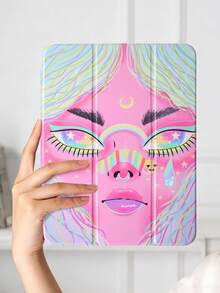 1 件装甜美酷炫朋克星女彩绘平板电脑保护套，兼容 iPad Mini 4/Mini 5/Mini 6/Mini 7/Air/Air 2/9.7/10.2/10.5/Air 4/Air 5/10.9/Pro 11 英寸/第十代/Air 11 英寸 (M2)-2024/Pro 11 英寸 (M4)-2024/Air 11 英寸 (M3) 2025/(A16) 11 英寸第十一代 2025/Air 8 (M4)2026 (11 英寸)，Galaxy Tab A8 10.5 英寸 2022。功能：内置笔槽、三折支架、TPU 软边保护、磁吸式睡眠/唤醒、个性化/创意设计。 - 彩色 - 查看 3