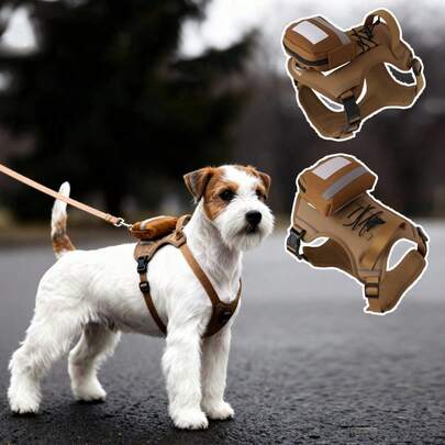 1pc Adjustable Dog Tactical Vest With Anti-Slip Chest Strap And Elastic Leash - Outdoor Safety Harness For Hiking, Rescue, Training - Suitable For Medium & Small Dogs, Solid Color, Compatible With Various Breeds