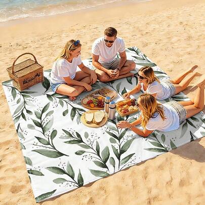 1 tấm thảm trải biển/dã ngoại chống nước, chống cát, in kỹ thuật số, kiểu dáng thời trang và tươi mới, thích hợp cho cắm trại và dã ngoại ngoài trời.