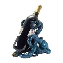 Blue Octopus Wine Bottle Holder 7.5 Tall - Azul - Ver 3