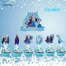 Disney 安娜主题生日派对蛋糕叉，家庭生日派对装饰，圣诞蛋糕DIY装饰 - 多色 - 查看 5