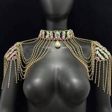 1pc Women's Luxurious Crystal Tassel Shoulder Chain, Suitable For Wedding Bride Off-Shoulder Dress, Crystal Glass Accessory - Tassel Shoulder Chain - View 2