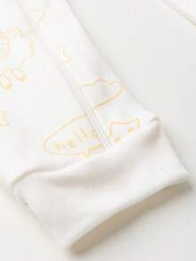 Baby Jumpsuit In Printed Suedine Fabric With Zipper (Newborn/Small/Medium/Large) - Yellow - View 3