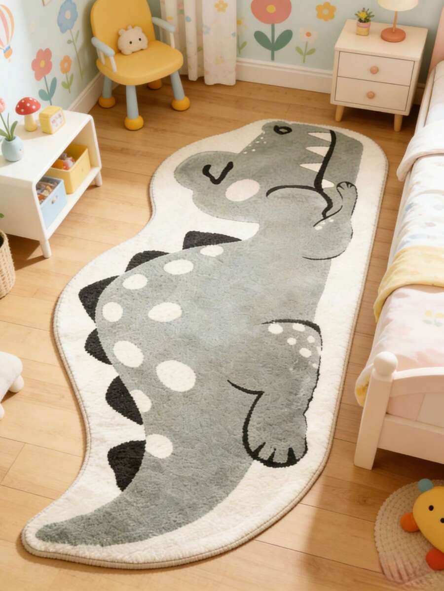 1pc Gray Crocodile Pattern Cute Decorative Floor Mat, Decorative Carpet, Bedroom Decor, Small Rug, Carpet, Home Decor, Living Room Carpet, Small Living Room Rug, Bedroom Rug, Living Room Home Decor, Outdoor Rug, Washable Carpet - Multicolor - View 1