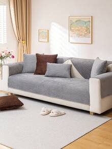 1PC Modern Minimalist Flannel Straight Stripe Sofa Cushion, Pet-Friendly 1-4 Seater Modular Sofa Protector, Suitable For Living Room, Bedroom, Study Decor, Machine-Washable Sofa Slipcover. - Multicolor - View 4