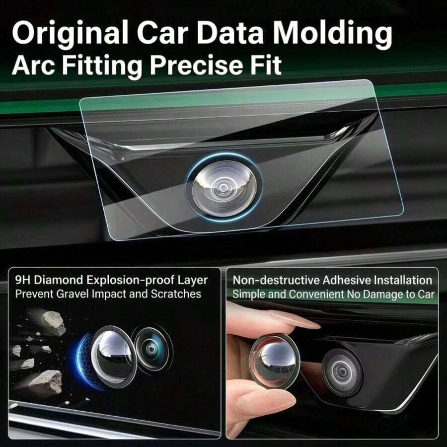 1个透明车载摄像头镜头保护盖，适用于前后摄像头，360°无遮挡视野，保持镜头清晰