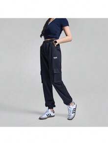 Adidas Originals 女款 2026 春季新款休闲复古口袋工装裤，GD3071 - 黑色 - 查看 3