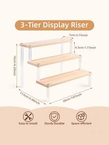 1个2/3层亚克力木质展示架，透明亚克力展示增高架，木质多层展示架，阶梯式增高架，适用于纸杯蛋糕、香水、人偶、收藏品等。 - 無色 - 查看 12