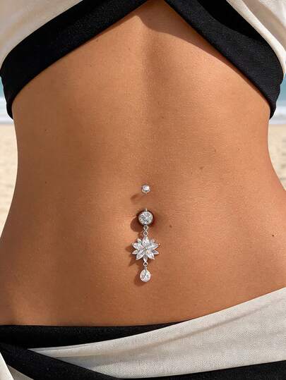 1 chiếc khuyên rốn hình hoa và ngôi sao thời trang, phù hợp cho bãi biển, tiệc tùng, lễ hội và phong cách cá nhân.