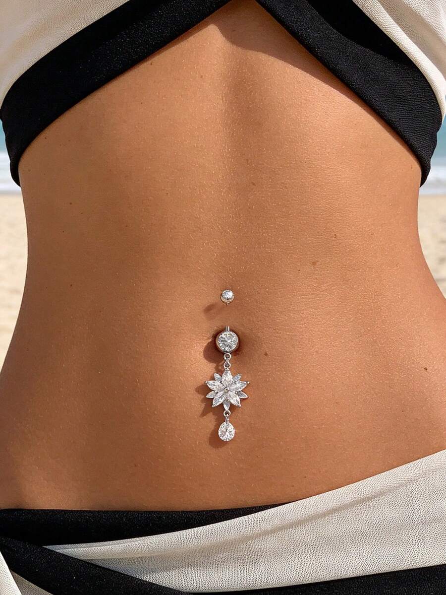 1 chiếc khuyên rốn hình hoa và ngôi sao thời trang, phù hợp cho bãi biển, tiệc tùng, lễ hội và phong cách cá nhân. - hoa - Xem 1