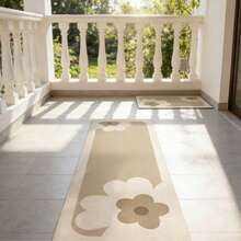 1 pieza Alfombra de poliéster lavable con estampado floral, alfombra de piso duradera para entrada, cocina, baño y dormitorio, solo lavado a mano, decoración de pasillo, estilo costero, alfombra pasillo, alfombra, alfombra de área, alfombra, decoración del hogar, alfombra de área para sala de estar, decoración del hogar para sala de estar, decoración de habitación, alfombra lavable - Multicolor - View 3