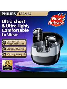 PHILIPS TAT2169 Bluetooth Earphones, Waterproof & Sweat-Resistant, Dual Microphone Noise Cancellation, Long Battery Life, Fast Charging, Comfortable Semi-In-Ear Design - View 9