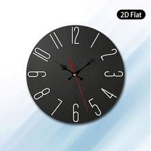 Single Piece, 2D Flat Wall Clock, 10inch, Black Wood Grain Design With White Numbers, Suitable For Decorating Living Rooms, Bedrooms, Offices, Kitchens, And Dining Rooms, 2D Flat Model,Mothers Day Gift,Adornos Para Sala,Sunflower,House Essentials - Style/Multiple Colors/10in/25cm - View 4