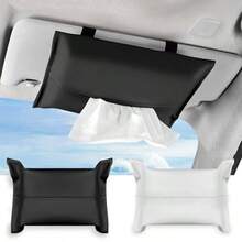 2 Soportes para pañuelos de Coche Suave Piel sintética para Visera de Sol Soporte para pañuelos en el Coche dispensador de servilleteros para Coche Accesorios de Coche Negro y Blanco - Negro y blanco - Ver 8
