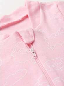 Baby Jumpsuit In Printed Suedine Fabric With Zipper (Newborn/Small/Medium/Large) - Pink - View 2