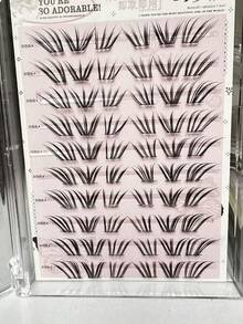 60片免胶小珊瑚色假睫毛，自然逼真，适合新手，漫画风格斜角外翻睫毛，拉长眼角，浓密单簇C型卷翘睫毛 - C - 查看 7