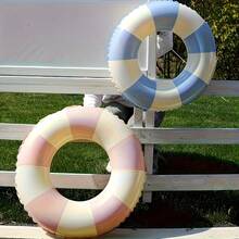 Durable And Thickened - Retro Striped Pool Flotation In Blue And Pink, A Must-Have For Family Pools And Beach Parties, Fun For Adults, Interesting Design, And Comfortable Floating. - Multicolor - View 5
