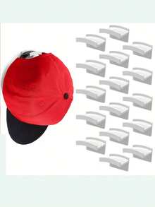 12-Pack Wall Hat Hooks, Minimalist Hat Rack, No-Drill Adhesive Hooks, Baseball Cap Hooks, Wall-Mounted Hat Rack, Multi-Functional Non-Marking No-Drill Hooks, Home Bathroom Decor, Bathroom Storage, Autumn Decor, Back To School Season - Multicolor - View 2