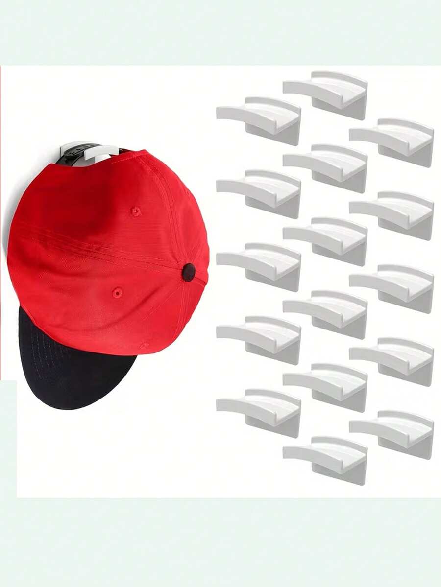 12-Pack Wall Hat Hooks, Minimalist Hat Rack, No-Drill Adhesive Hooks, Baseball Cap Hooks, Wall-Mounted Hat Rack, Multi-Functional Non-Marking No-Drill Hooks, Home Bathroom Decor, Bathroom Storage, Autumn Decor, Back To School Season