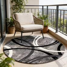 1pc Modern Abstract Line Circle Rug, Green, Black And Beige Design, Bohemian European Style Carpet, Suitable For Ramadan, Great For Living Room, Dining Room, Bedroom And Holiday Decor, Living Room Decor | Contemporary Decor | Easy Clean Material, Carpet Suitable For Living Room Round Rug, Fit For Home, Office, Kids Room, Study, Bedroom, Closet, Plush Rug, Thick Rug, Fluffy Rug, Shaggy Rug, Thick Rug, Fleece Rug, Autumn/Winter Rug, Thick/Plush - Multicolor - View 7