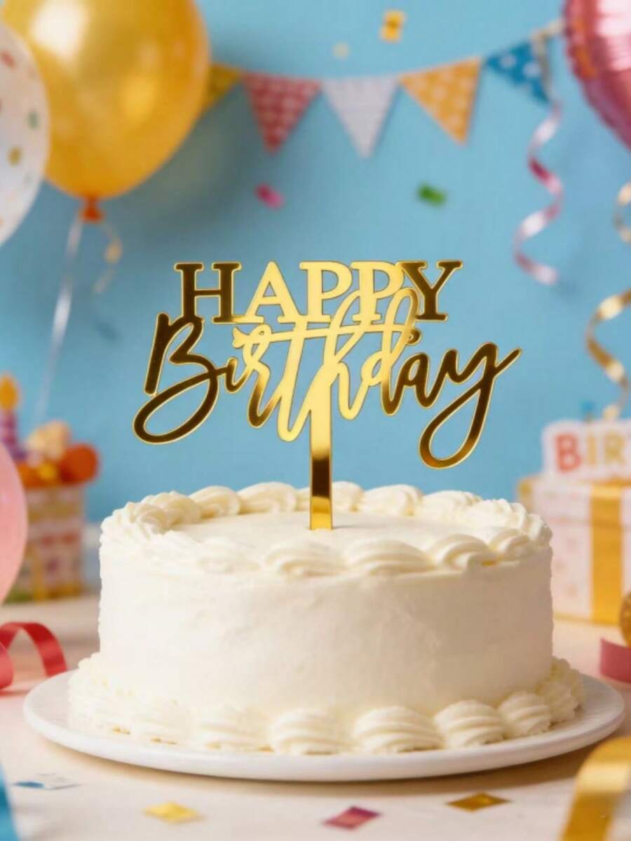 1个生日快乐亚克力蛋糕装饰插牌，适用于生日庆祝活动，装饰生日蛋糕和纸杯蛋糕