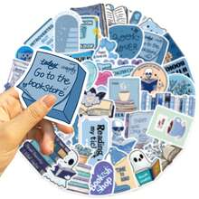 50张卡通蓝色书卷涂鸦贴纸 可爱阅读书籍贴纸 DIY笔记本剪贴簿笔记本电脑酷炫贴纸 - 1 Set - 查看 9