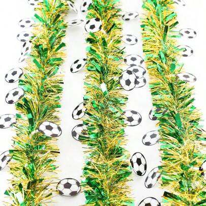 1pc 200cm World Cup Decorative Ribbon Flowers, Football Decor Garland Suitable For Party Supplies, Football Theme Party, Audience Gathering, Bachelor Party, Picnic Supplies, Birthday Decor, Party Supplies, Wedding Supplies, Gender Reveal Party Supplies, Graduation Party Supplies