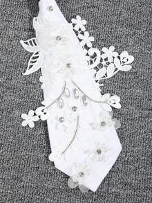 1件女士时尚手工仿水晶亮片花朵装饰夹式领带，用途广泛，适合休闲、通勤、购物、派对搭配、旅行、节日等场合。 - 彩色 - 查看 6