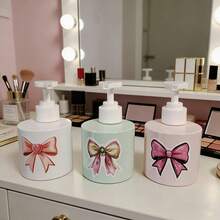 Bows In Pink Or White - Fresh Summer Packaging Bottles For Hand Sanitizer, Shower Gel, Shampoo, Lotion, Makeup Remover, Cosmetics, Empty Bottles. Suitable For Bathroom Hand Sanitizer Bottles, Travel Squeeze Bottles, Portable Squeeze Bottles. Very Suitable As Holiday Gifts, Birthday Party Gifts, Gift Exchanges Between Good Friends, Mother's Day Gifts, Daily Items, Office Desks, Makeup Tables Decorations. - Multicolor - View 3