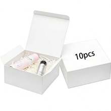 10pcs Gift Box With Lid, 20 X 20 X 10 Cm White Cardboard Gift Box, Suitable For Christmas, Wedding, Graduation, Holiday, Birthday Craft Gift Packaging - View 7