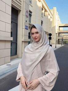 1pc New Simple Fashion Classic Versatile Soft Skin-Friendly Sunscreen Shawl, Suitable For Daily Wear, ATassel Rectangular Women Scarf, Hijab,Mother's Day - 黑色 - 查看 8