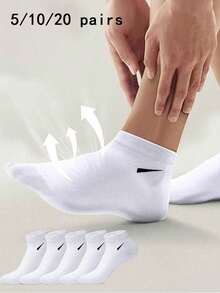 20 Pairs Neutral White Short Socks, Couple Sports Socks, Suitable For All Seasons (1/5/10/20 Pairs) - White - View 2
