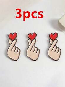 Bộ 3 chiếc kẹp ngón tay dễ thương và ngọt ngào, hình trái tim, thời trang và độc đáo, đa năng, sáng tạo, phù hợp cho các cặp đôi, chất liệu kim loại, có thể dùng làm ghim cài áo hoặc huy hiệu. - Nhiều màu - Xem 1