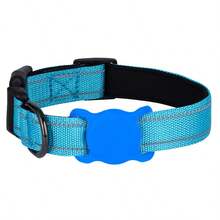 AirTag Holder, Reflective Adjustable Dog Collar, Soft Nylon Material, Suitable For Dog Walking And Travel, Anti-Lost Collar - Sky Blue - View 11