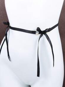 Curea elastică neagră sexy cu fundă pentru femei, potrivită pentru ținute de petrecere, carnaval, Crăciun, accesorii pentru costume de Ziua Îndrăgostiților, alte hamuri din piele PU naturală sexy, toate anotimpurile - LP-484 negru - Vizualizare 5