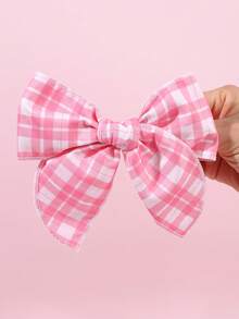 2pcs Girls Pink Plaid Crocodile Hair Clips, Elegant Sweet Hair Accessories For Party, Daily, Holiday, Wedding, Gift For Teens - Pink - View 6