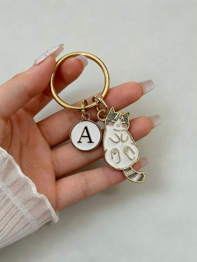 Móc khóa hình mèo, quà tặng cá nhân hóa cho bé trai, móc khóa hình động vật, quà tặng cho người yêu động vật, quà tặng tựu trường.