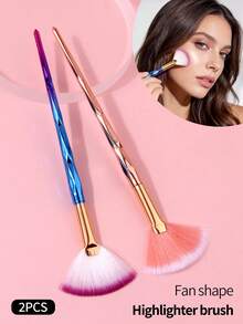 1pc/2pcs Mini Fan-Shaped Highlighter Brush, Soft & Portable Face Contour Makeup Brush, Professional Blush Makeup Tool - Multicolor - View 9