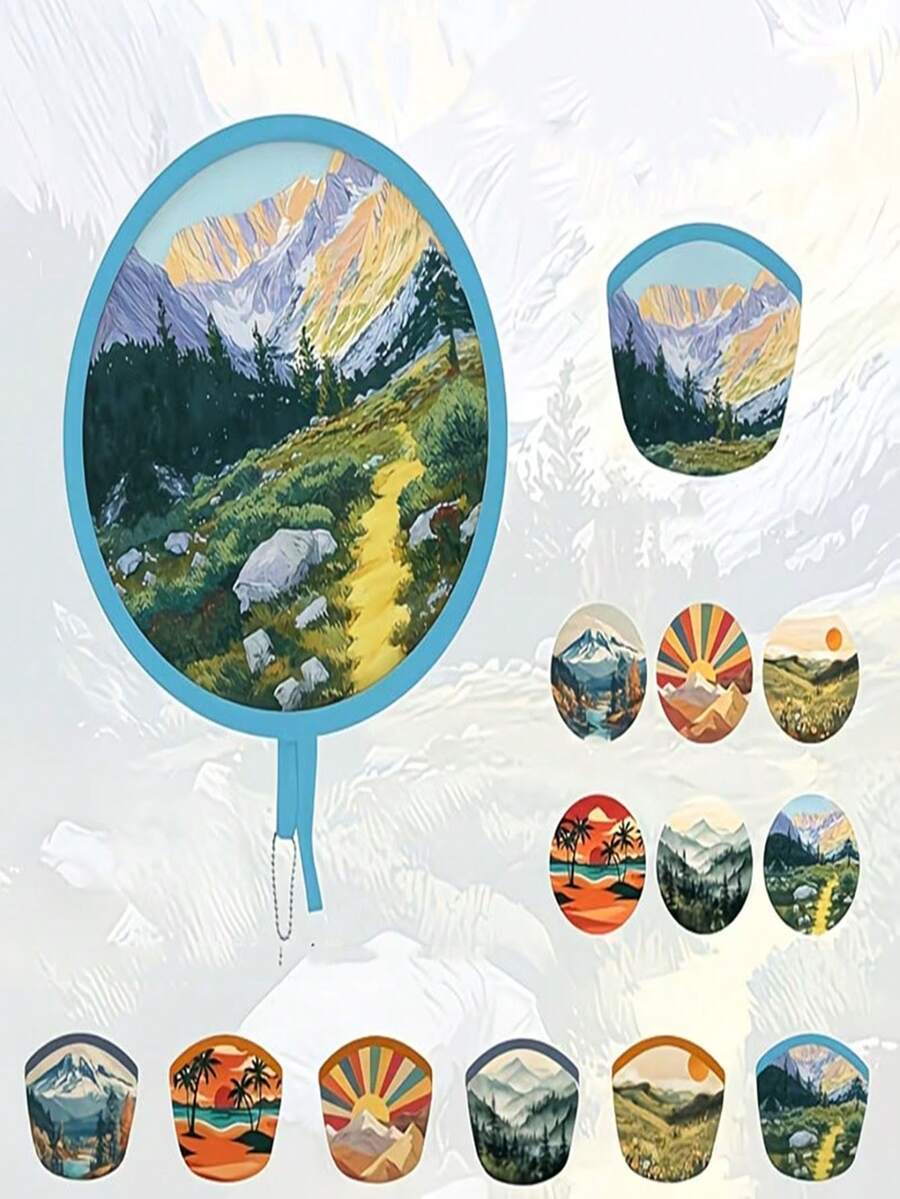4pcs Round Folding Handheld Fans, Portable Pocket Folding Fans, Japanese Style Summer Fans, Unisex, Random Colors And Patterns, Suitable For Outdoor Sports, Shopping, Beach Camping, Travel, Weddings, Parties, Ball Games And Various Holiday Gatherings, Very Practical Gift - A - View 1