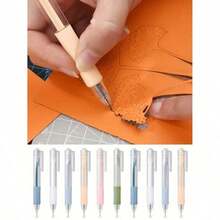 Retractable Utility Knife Pen - Heavy Duty Metal Head Handcraft Cutting Tool With Anti-Slip Silicone Grip, Muted Color Tones - Button-Style Blade, Muted Color Push-Type Pen Knife, Retractable Paper Knife Pen With Ceramic Blade - Hobby Knife - Multicolor - View 1