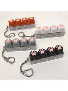 Novelty Stress Relief Squeeze Toy, Soft Silicone Cat Paw Keychain, Keyring, Phone Charm, Mechanical Keyboard Keycap Tapping Sound - Multicolor - View 3