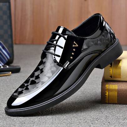 Giày da nam bóng bẩy in họa tiết, kiểu dáng thường ngày, phù hợp cho đám cưới, công sở và sinh hoạt hàng ngày.