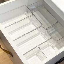 1/7件套透明多功能抽屉收纳盒套装 - 适用于浴室、梳妆台、化妆品收纳、卧室、厨房、办公室等场所 - 彩色 - 查看 1